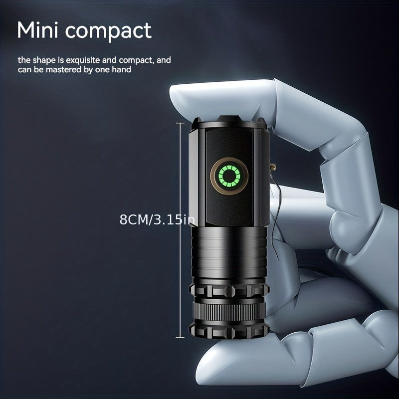 Flashlight Magnetic Mini EDC Light with Type-C Charging, Three LEDs and 18350 Battery Set Kit