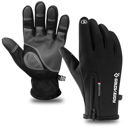 Two-Pair Full-Finger Winter Gloves in Black or Gray with Complete S, M, L, XL and XXL Size Grid