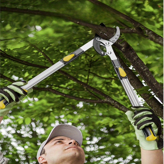 Telescoping Pruning Shears with Long Stretchable Handle - Bypass Lopper for Thick Branches & Daily Tree Pruning, Retractable Garden Scissors for Easy Overhead Cutting