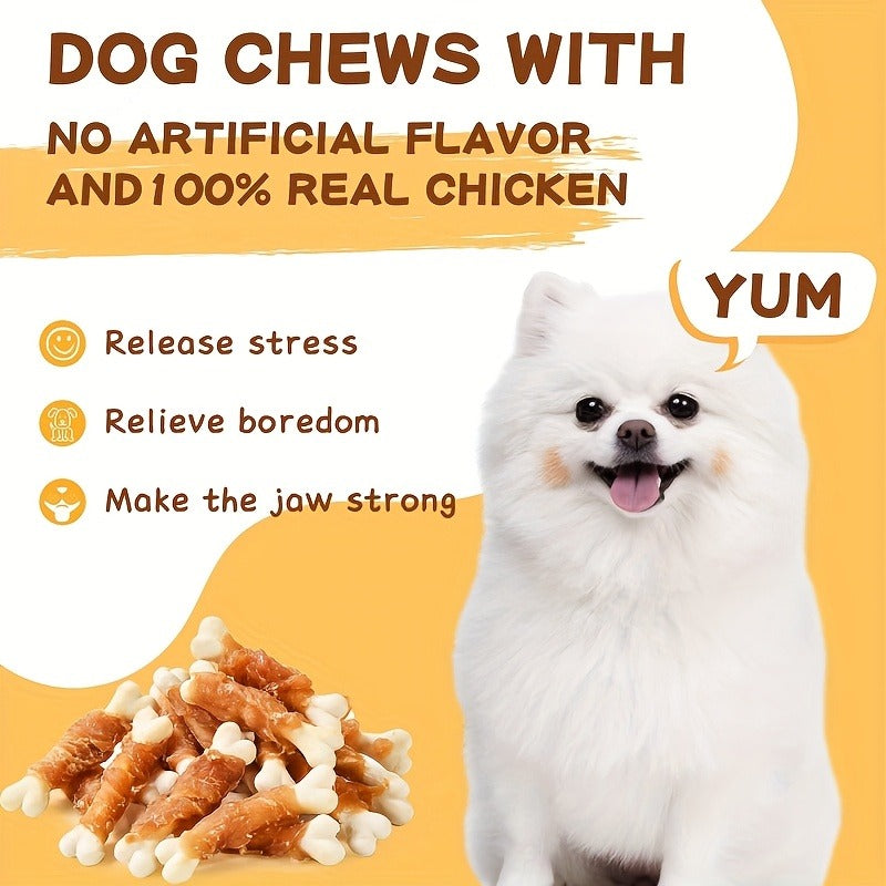 Chicken & Duck Wrapped Bone Biscuits Dog Treats – Hypoallergenic Grain-Free High Protein Low Fat for Small Medium Large Dogs