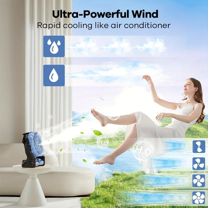 Camping Fan Rechargeable 20000mAh with Misting Solar Panel RGB Mood Light 4-Speed Tent Hook Phone Charging Portable Outdoor Fan