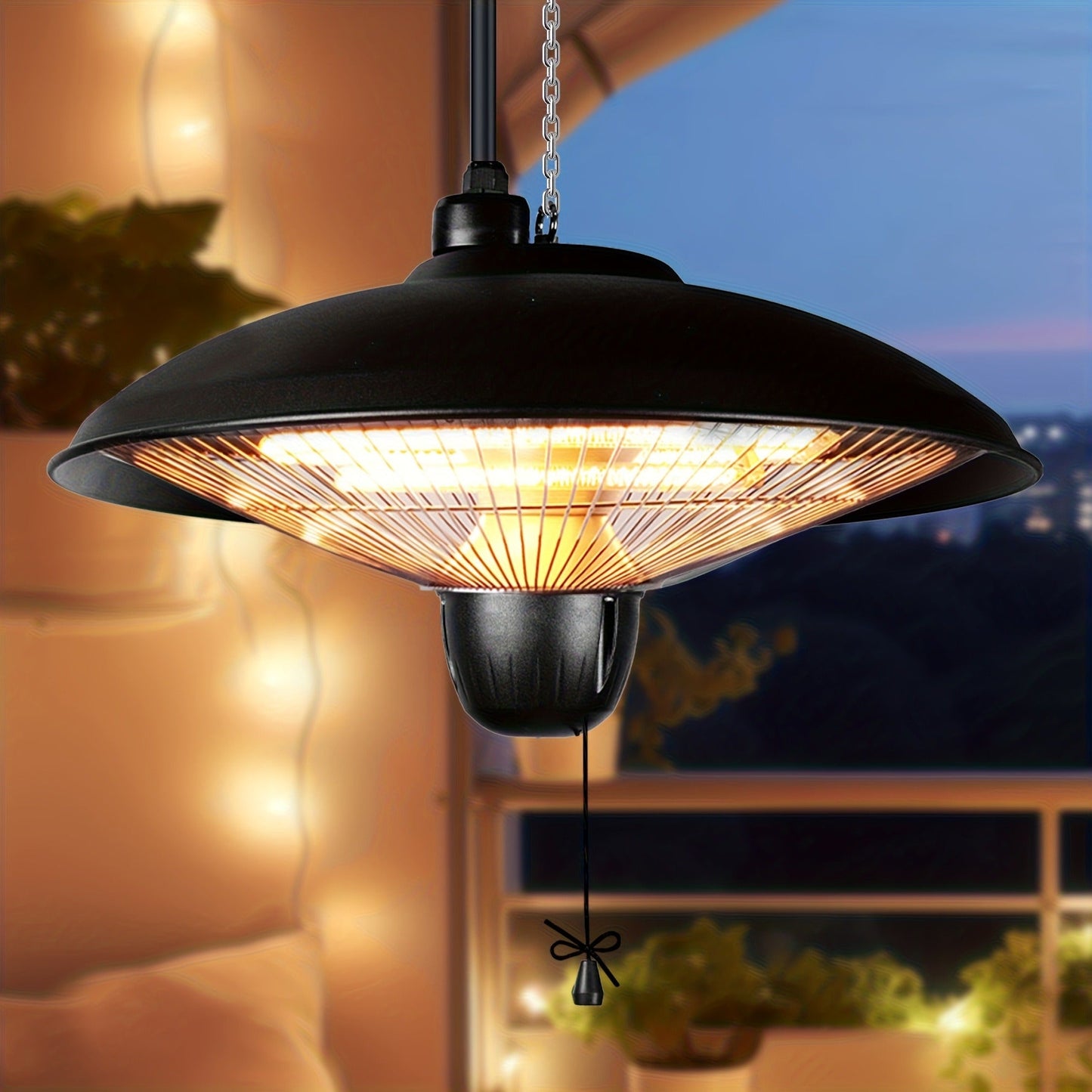 Infrared Patio Heater 1500W Ceiling Mount Electric Outdoor Heater with 3 Heat Settings 600W/900W/1500W, Hammer Tone Bronze Finish, Wall or Ceiling Mounted for Porch, Garage, Balcony & Pergola