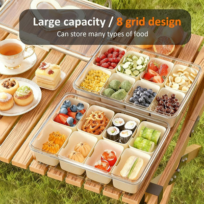 Snack Tray with Lid & Separate Compartments 2-Pack Portable Bento Box – BPA-Free PET Dishwasher Safe Divided Platter for Picnic Lunchbox Party Office Travel Kids