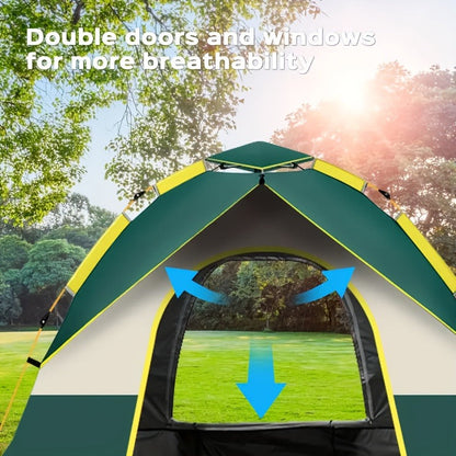 Camping Tent Automatic Pop-Up with Double Doors, Mesh Windows and Two Source-Listed Capacity Options