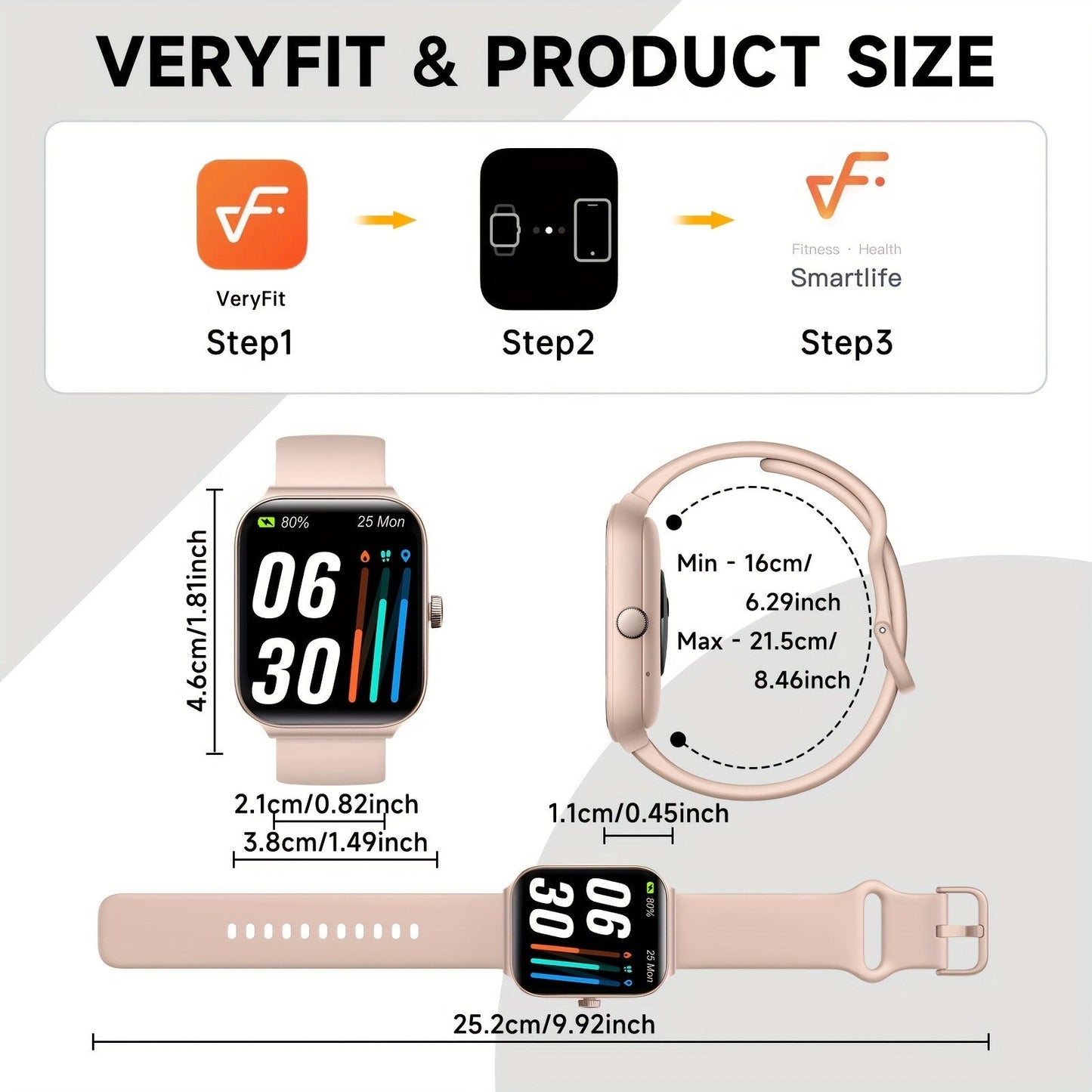 Smart Watch 1.95-Inch TFT Display with Custom Photo Faces, Calling and Three Band Color Options
