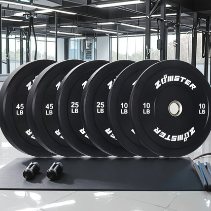 Rubber Bumper Weight Plates Olympic 2-Inch Steel Insert for Strength Training, Weightlifting & Home Gym – 35LB/55LB Pair