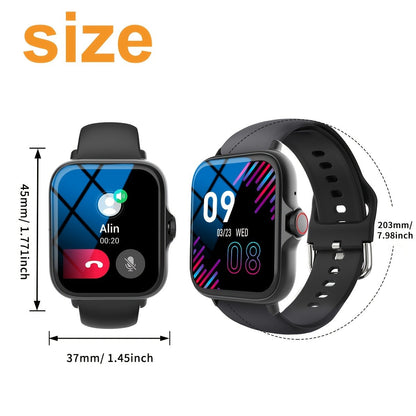 Smart Watch Square Display with Wireless Calling, 100+ Sport Modes and Black or Silver Band Options