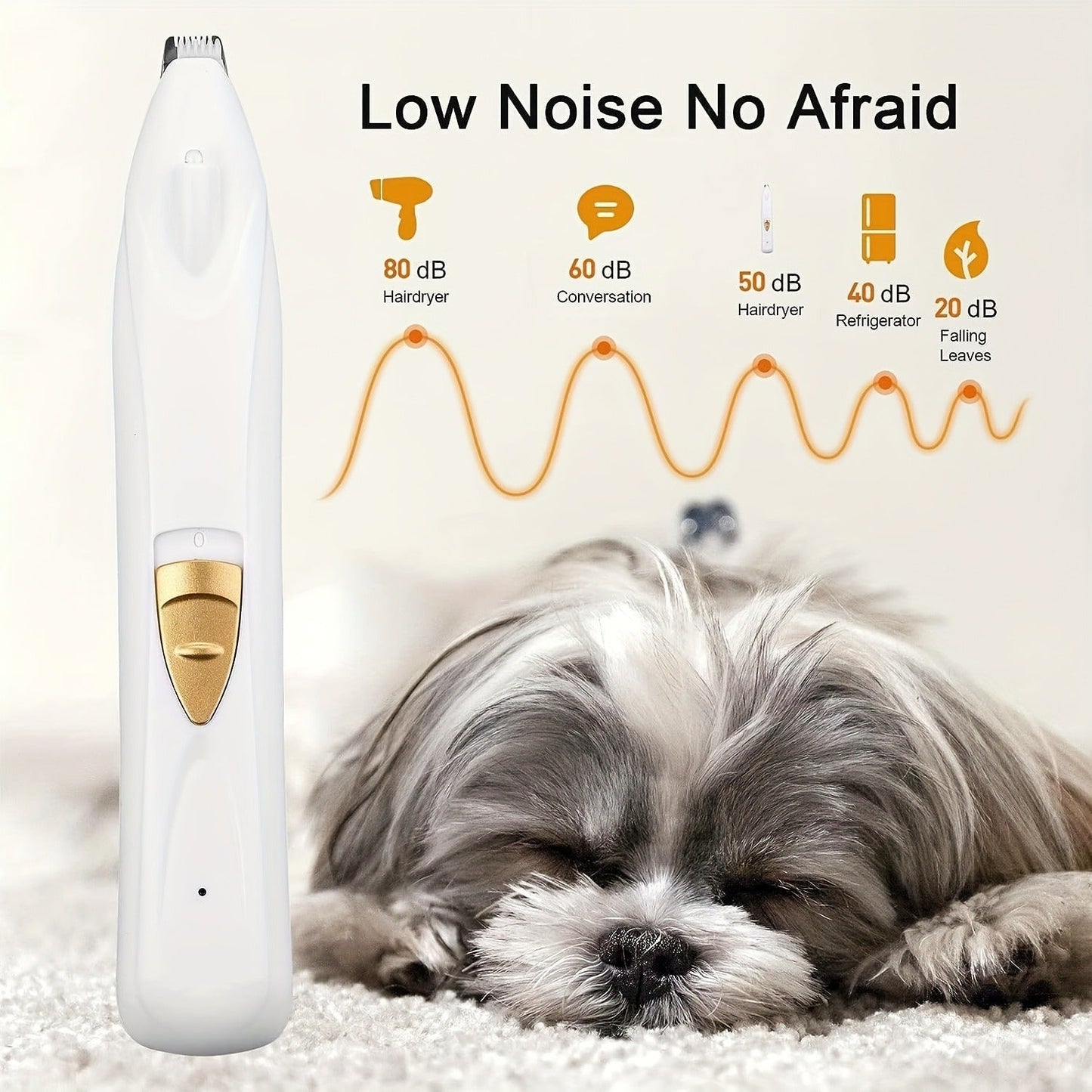 LED Paw Trimmer, Slim USB-Rechargeable Electric Clipper with 1mm Cutter Head for Dogs and Cats