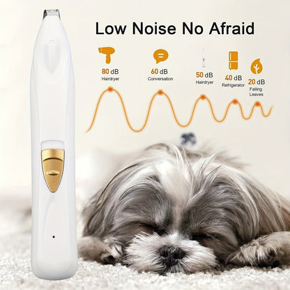LED Paw Trimmer, Slim USB-Rechargeable Electric Clipper with 1mm Cutter Head for Dogs and Cats