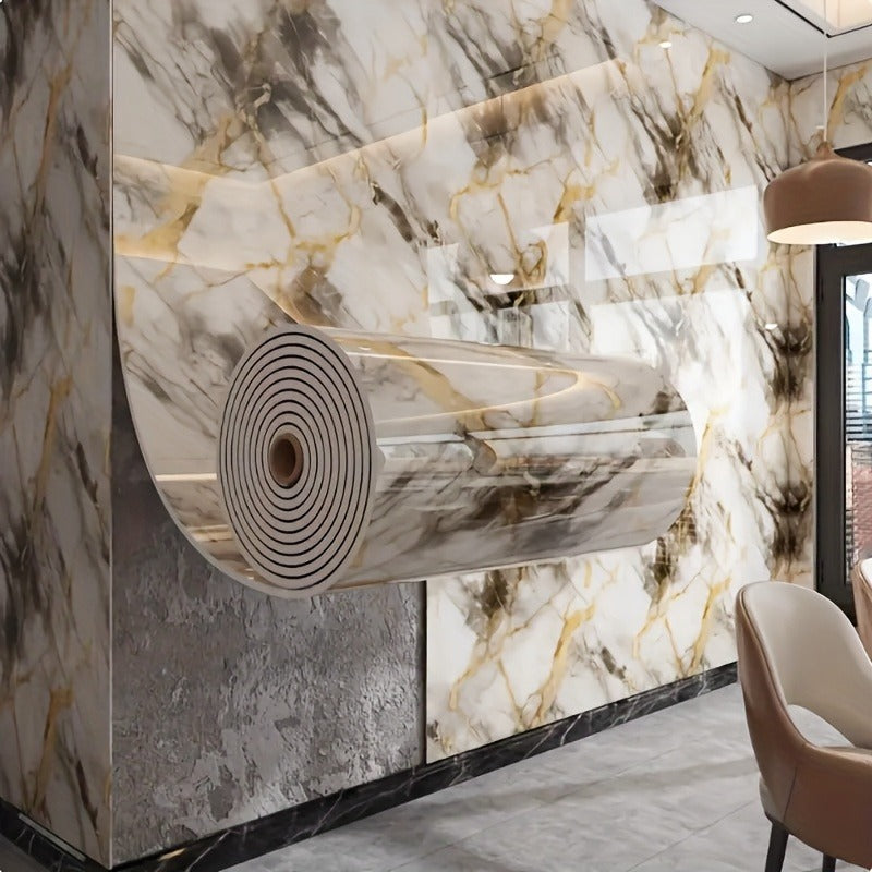 Marble-Look Peel-and-Stick Wall Covering in Four Patterns and Two Roll Lengths, 15.75 Inches Wide