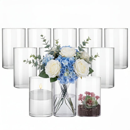 Glass Cylinder Vases for Centerpieces Bulk 12/24pcs – Clear Flower Vases for Wedding Decorations, Floral Arrangements, Home, Restaurant & Party Table Decor, 6x3.4in