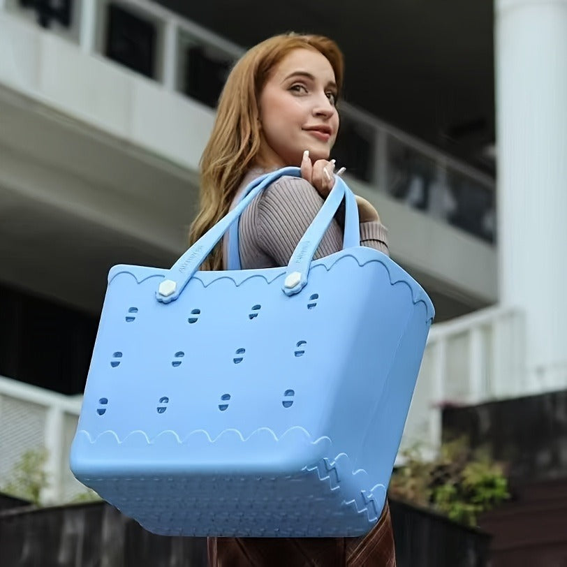 Beach Tote Bag for Women, Large Shoulder Handbag for Travel Vacation Fruits Flowers Drinks, M & L