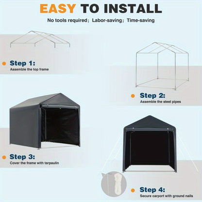 Outdoor Storage Shed Carport Canopy Portable Shelter PE Tarpaulin