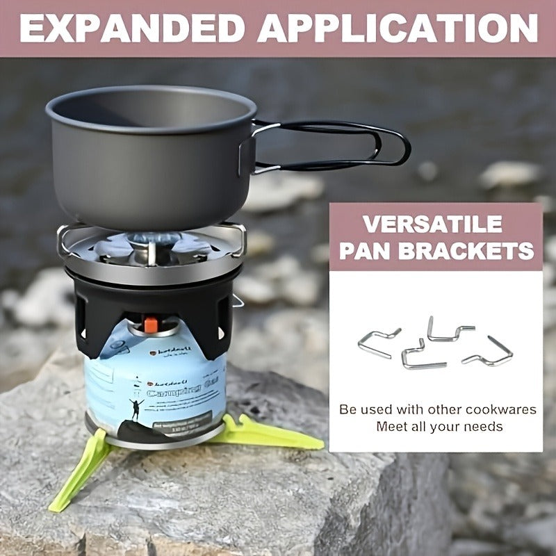 Backpacking Stove Cooking System with Pot Piezo Ignition 1KW Isobutane Burner 1.2L Pot Brackets Included Lightweight Portable for Hiking Camping Fishing Hunting