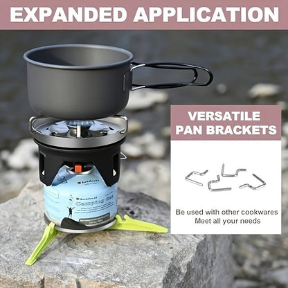 Backpacking Stove Cooking System with Pot Piezo Ignition 1KW Isobutane Burner 1.2L Pot Brackets Included Lightweight Portable for Hiking Camping Fishing Hunting