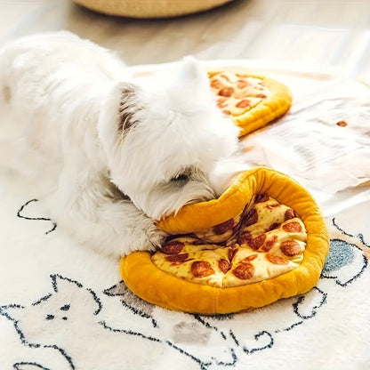 Squeaky Pizza Dog Toy - Plush Pepperoni Pizza & Donut Chew Toy for Dogs, Durable Soft Interactive Toy for All Breeds, Fun Food-Shaped Squeaky Dog Gift for Puppies & Adult Dogs