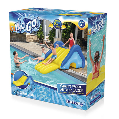 Inflatable Pool Water Slide Giant – 97x49x39 Inch Backyard Waterslide with Built-In Sprinkler, 4 Water Chambers for Stability, Large Platform, PVC