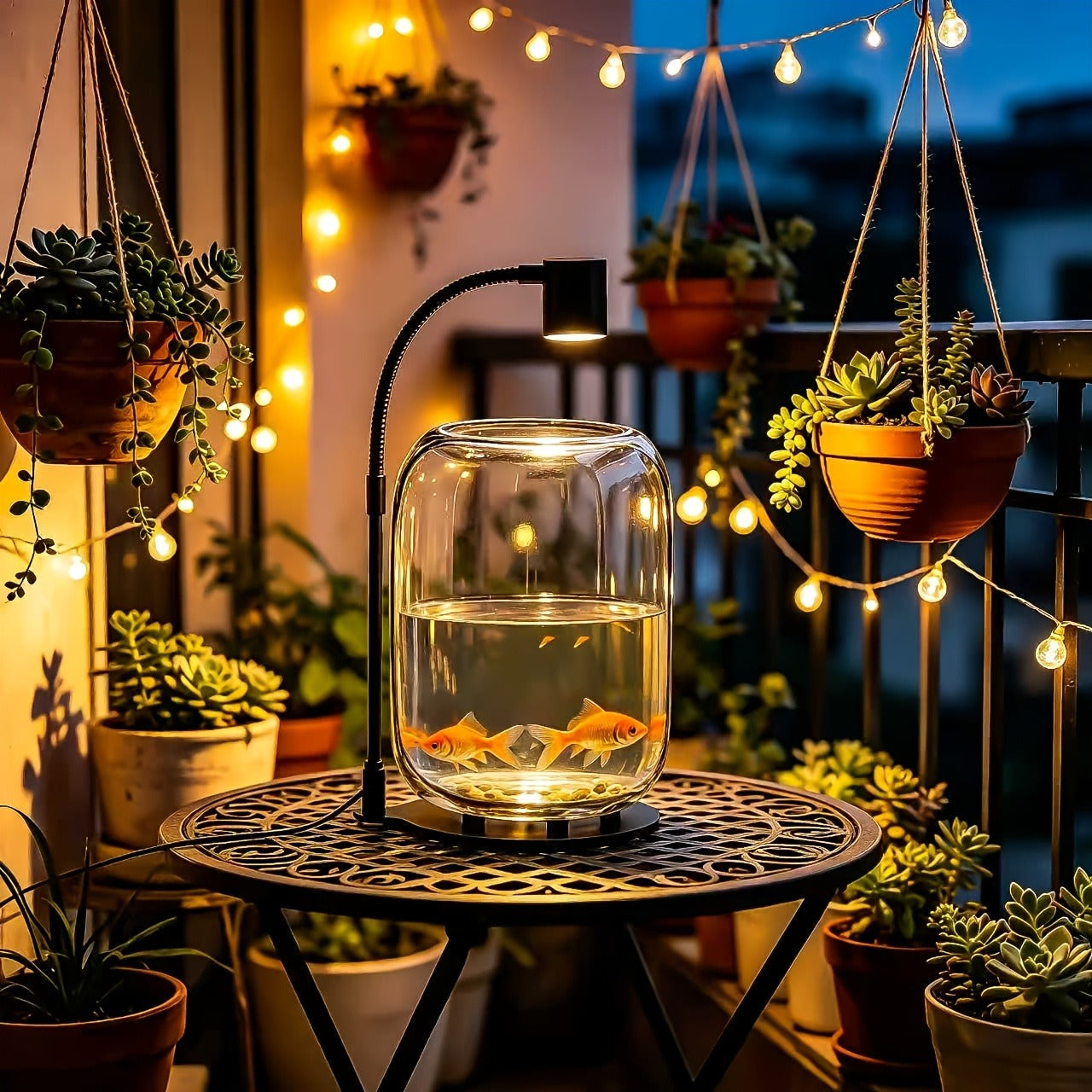 15.9 x 8.7 Inch Open-Top Glass Terrarium with USB Grow Light for Moss, Air Plants and Succulents
