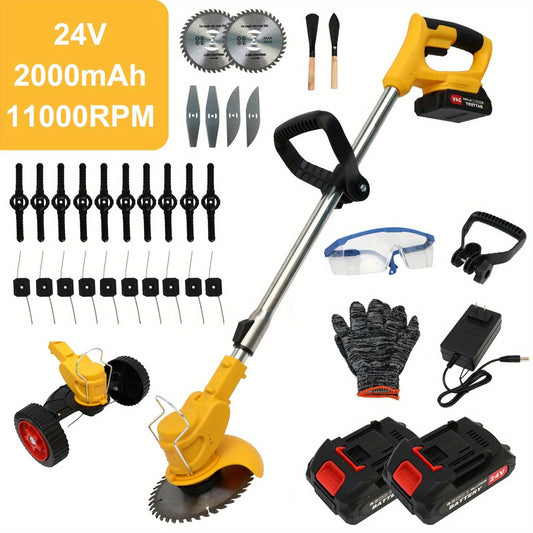 Cordless Weed Trimmer & Edger, 21V 3-in-1 Brush Cutter with 2 Batteries, Adjustable Head for Lawn, Yard & Garden