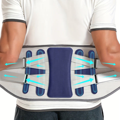 Lumbar Support Belt for Men & Women – Adjustable Lower Back Brace with Aluminum Alloy Reinforcement, Breathable Hook-and-Loop Waist Support for Gym, Office, Warehouse & Heavy Labor (M–XXXL)