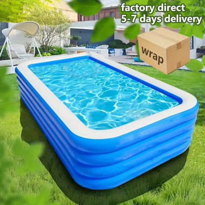 Inflatable Swimming Pool for Family Adults Kids, Large Above Ground Outdoor Backyard Pool, 4-Layer PVC Thickened Blow Up Pool for Patio Garden Party Summer