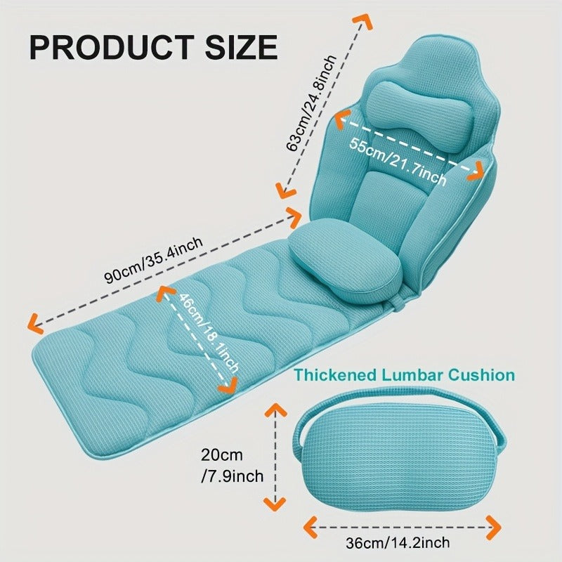 Full Body Bath Mat Pillow 60x21.7in Extra Thick Bathtub Cushion with Head, Neck & Lumbar Support for Women Men Elderly, Luxury Non-Slip Full-Size Tub Pad for Joint Relief