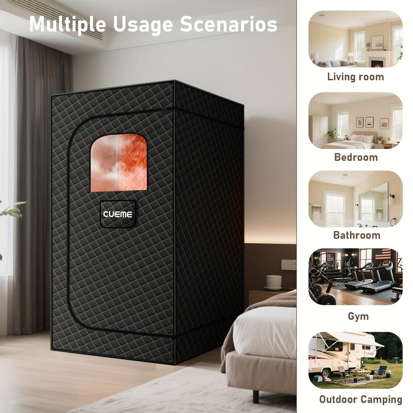Portable Steam Sauna Box 1200W Full Body Sauna Tent with Folding Chair, 101oz Steam Generator, Oversized 2.6x2.6x5.9ft Home Spa for Muscle Recovery