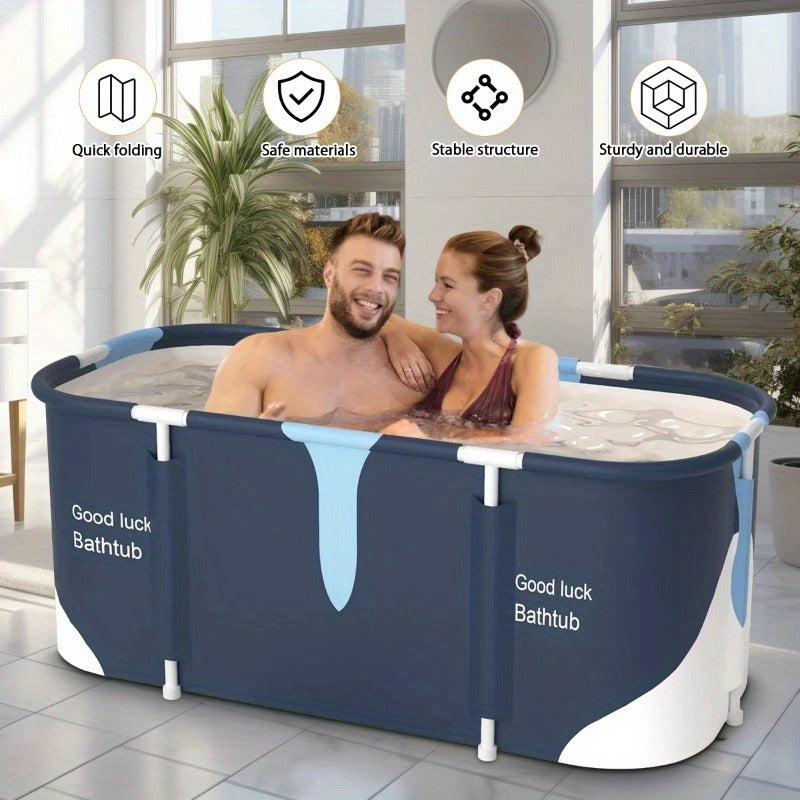 Foldable Bathtub for Adults Portable Inflatable Spa Tub with Massage Jets Indoor Outdoor Ice Bath Cold Plunge Tub with Drain Plug Quick-Fill Valve