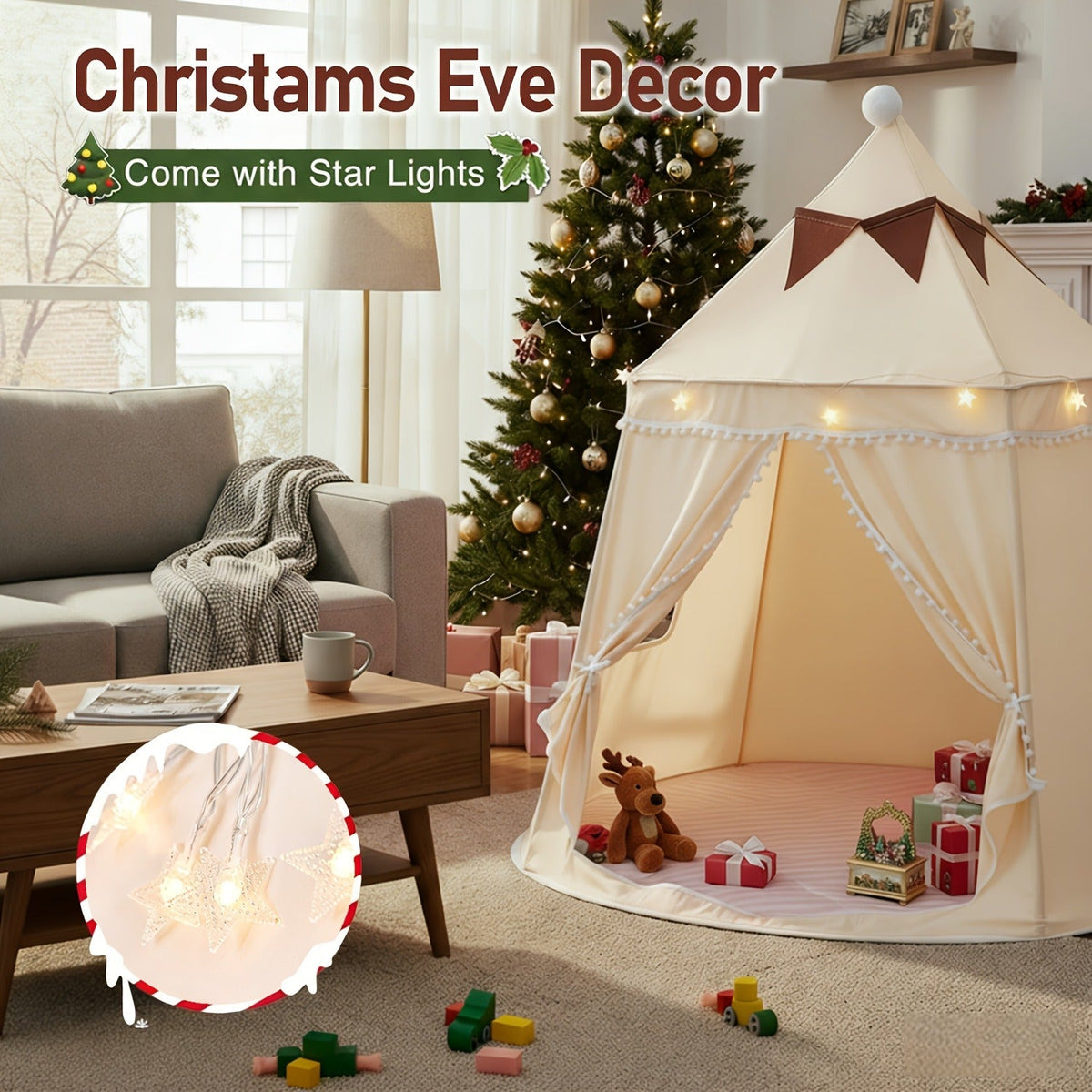 Pop-Up Dome Pet Tent in Three Colors with Basic or Mat, Star Lights and Flag Accessory Options