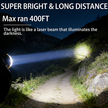 Flashlight 2000-Lumen Rechargeable Searchlight with 2400mAh Battery, Side Lantern and USB Output