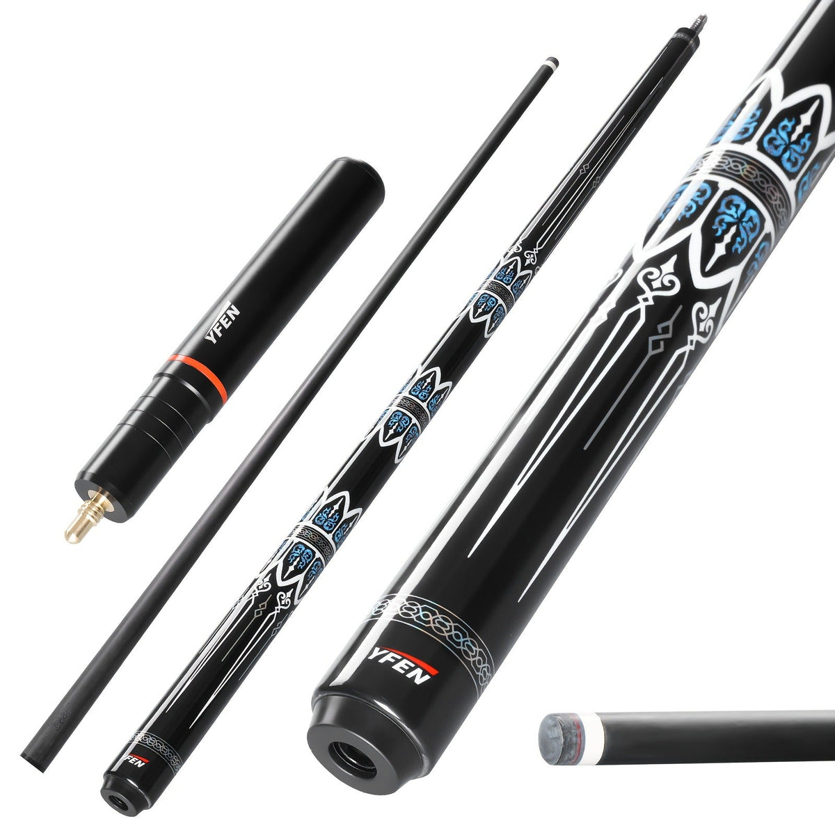 Carbon Fiber Pool Cue Stick Low Deflection Billiard Cue with 11.8mm 12.5mm Tip Pro-Taper Shaft Canadian Maple Butt Extension Compatible Professional Pool Cues for Competitive Play and Tournament Use