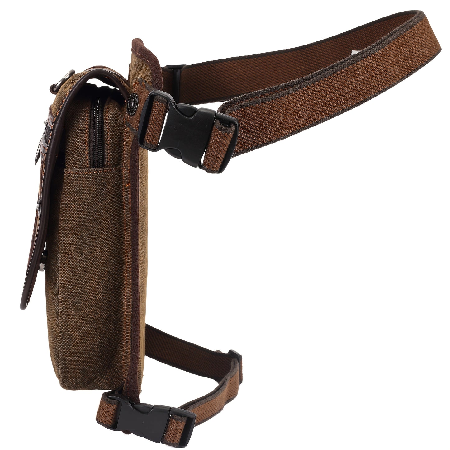 Sling Bag Vintage Brown Canvas Design with Adjustable Strap for Chest, Waist, Shoulder or Leg Carry