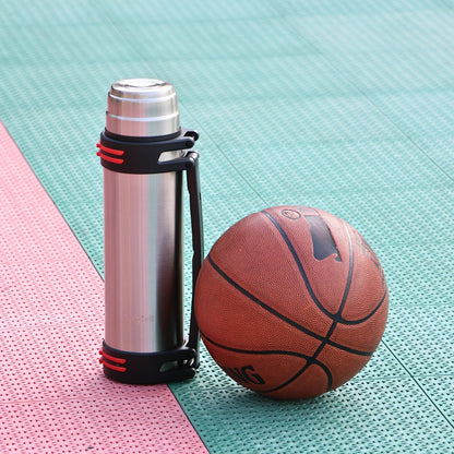2000ml Stainless Steel Water Bottle Flask with Cup-Style Cap, Rigid Side Handle and Shoulder Strap