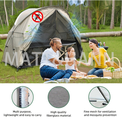 Camping Tent Single-Person Freestanding Bicycle Shelter with Mesh Panels, Polyester Body and Steel Poles