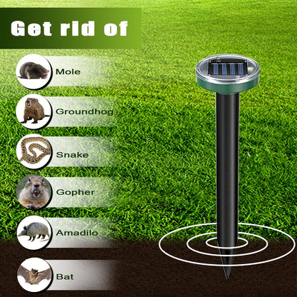 Solar Ultrasonic Pest Repeller Outdoor Waterproof Rodent Repellent Stake for Yard Garden Farm Mole Snake Skunk Dog Deterrent Device IP44 2/4/6/10 Pack