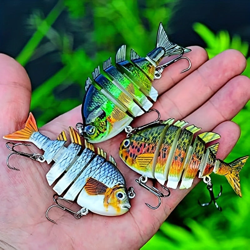 Three-Piece Six-Section Fishing Swimbait Set with Multi-Jointed Bodies for Freshwater Angling