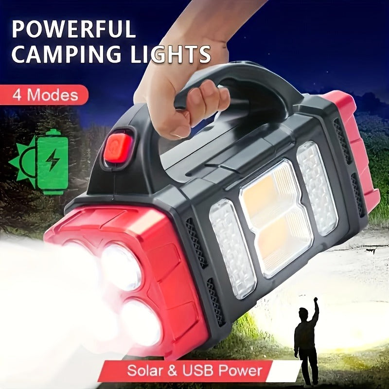Flashlight 2000-Lumen Solar and USB-C Rechargeable Carrying Light with Power Bank and Four Modes