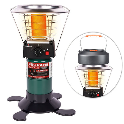 360-Degree Propane Heater with Four-Leg Base, Carry Handle, Pulse Ignition and Removable Top Plate