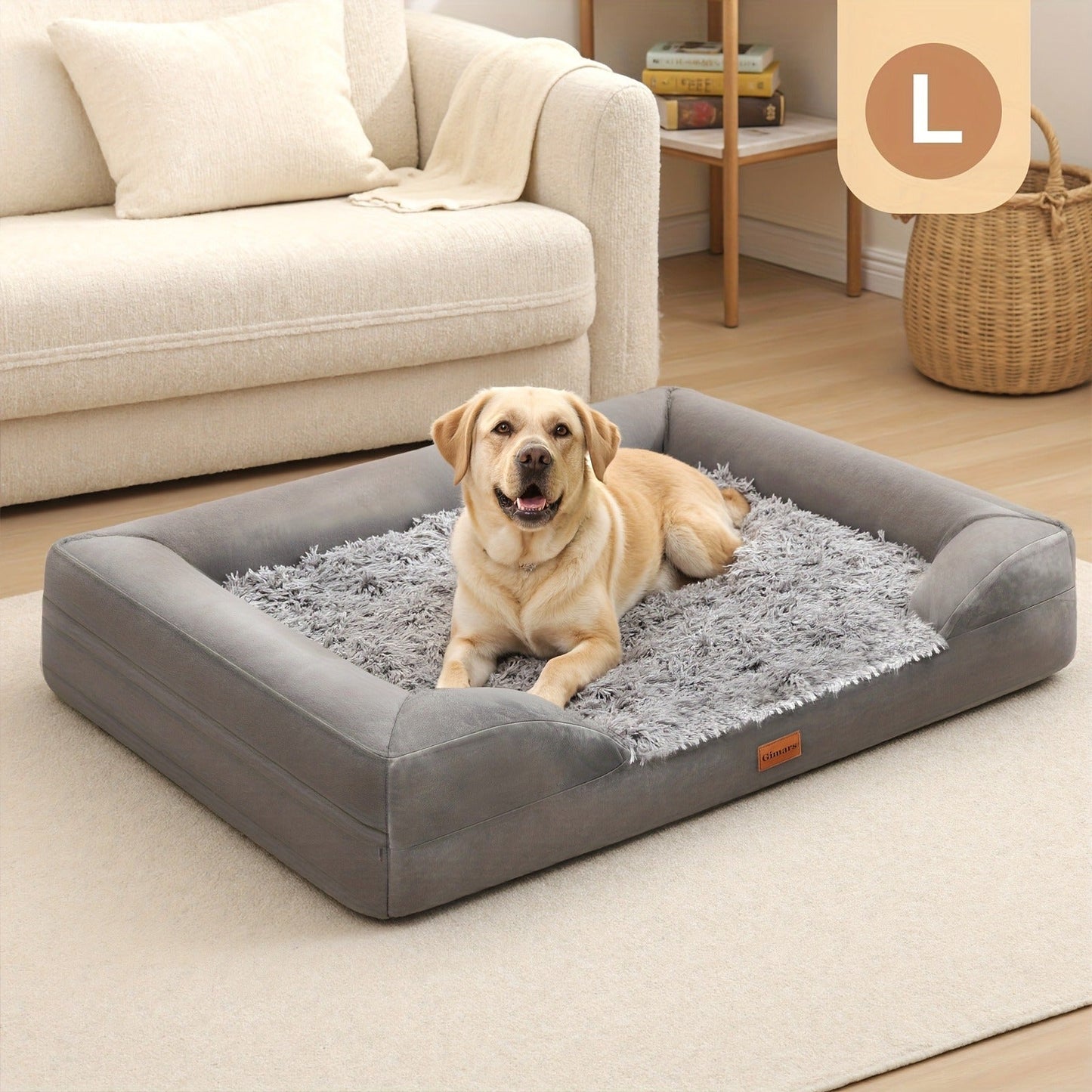 Orthopedic Dog Bed Egg Foam Ultra Soft Washable Cover for Large Medium Small Dogs Aging Pets Rectangle Semicircle Anti-Slip Joint Relief Pet Bed