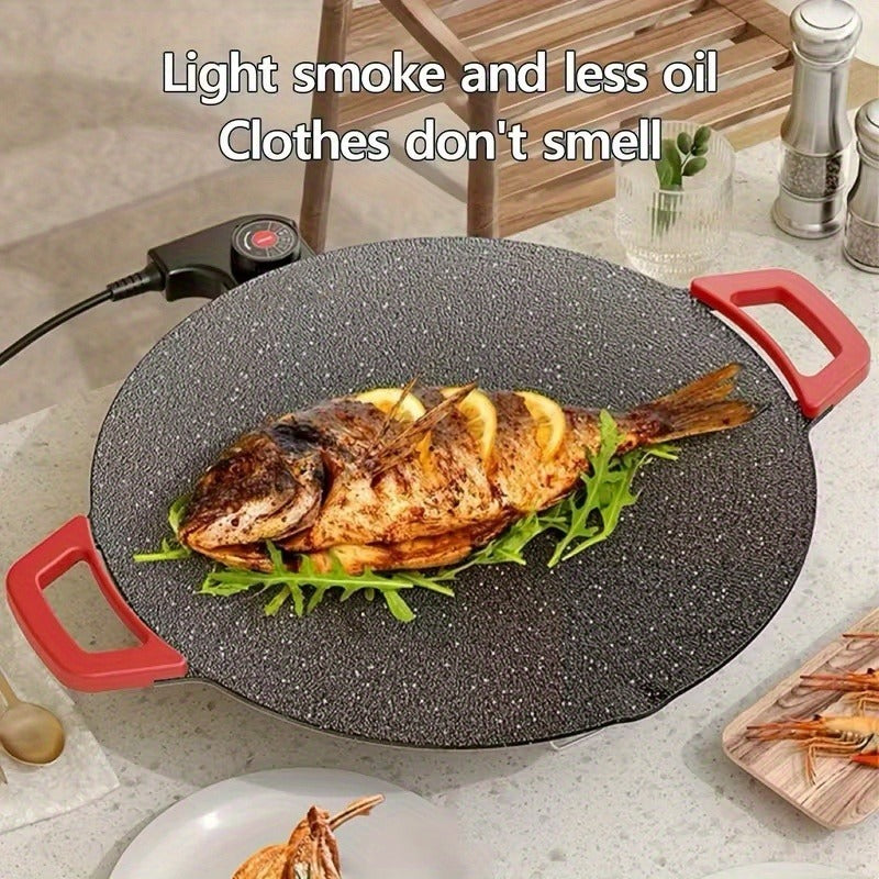 Electric Grill Pan Smokeless Indoor BBQ Non-Stick Griddle with Adjustable Temperature Control for Home Kitchen and Party