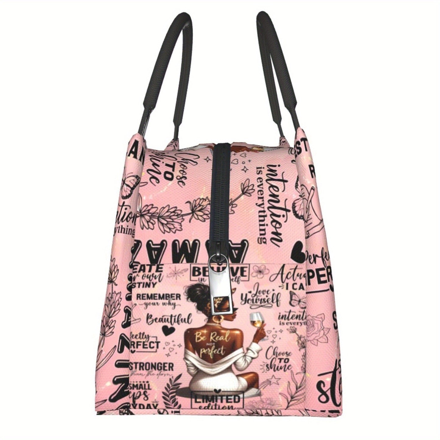 Insulated Lunch Bag with Wine-Tasting Pattern and 10.6 x 6.3 x 6.7 Inch Checkout Size for Daily Carry