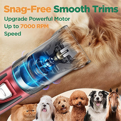 Pet Hair Clipper, USB-Rechargeable Cordless Trimmer with Adjustable Comb and Four Package Options