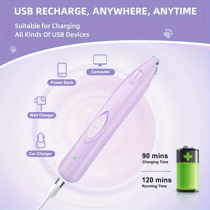 LED Dog Paw Trimmer with USB-Rechargeable Cordless Design, Spare Head Pieces and Purple or Green Finish