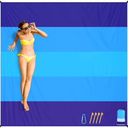 Gradient Beach Mat with Purple-to-Blue Design, Corner Loops, Drawstring Pouch, Stakes and 1- or 2-Piece Packs