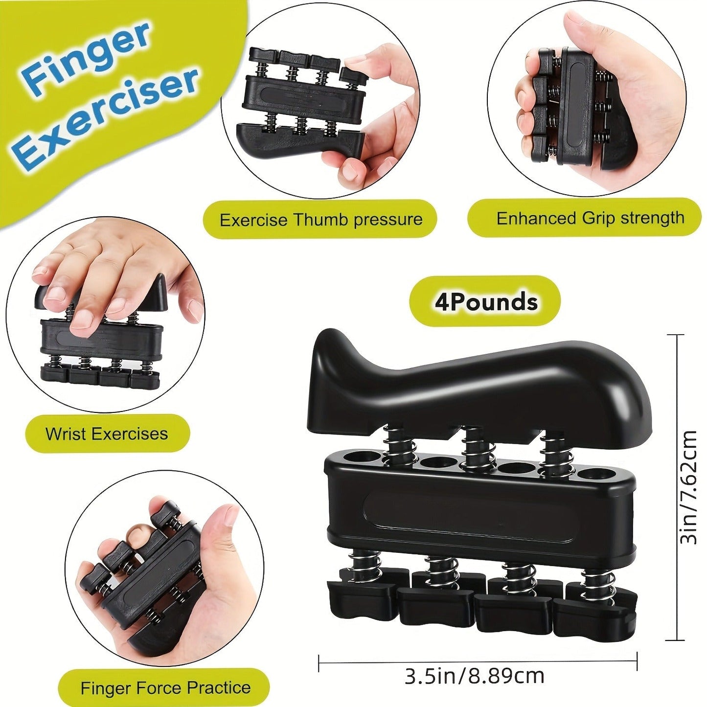 Grip Strengthener Set 5pcs - Adjustable Hand Grip Trainer with Counting, Finger Exerciser, Finger Stretcher, Forearm Workout Ring & Hand Exercise Ball for Rock Climbing, Tennis, Guitar, Rehab