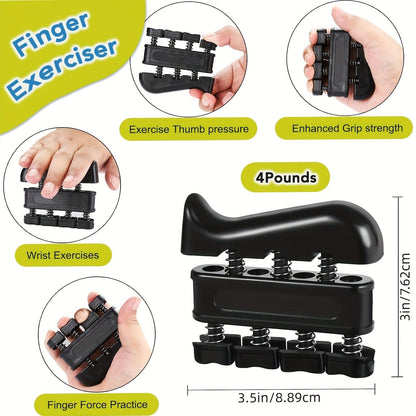 Grip Strengthener Set 5pcs - Adjustable Hand Grip Trainer with Counting, Finger Exerciser, Finger Stretcher, Forearm Workout Ring & Hand Exercise Ball for Rock Climbing, Tennis, Guitar, Rehab