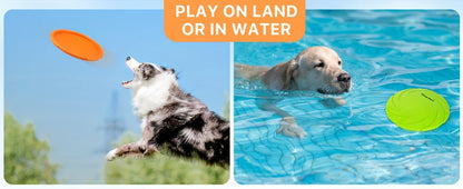Dog Flying Disc 2-Pack 7 Inch - Natural Rubber Floating Frisbee for Dogs, Outdoor Fetch & Water Toy for Pool Beach Training, Doubles as Drinking Bowl, Interactive Dog Disc Toy