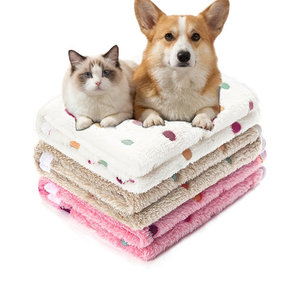 Pet Blanket 3 Pack - Super Soft Fleece Flannel Throw for Dogs Cats Puppies, Cute Paw Bone Elephant Dot Patterns, Small Medium Large Sizes, Cozy Dog Cat Blanket with Free Pet Drying Towel
