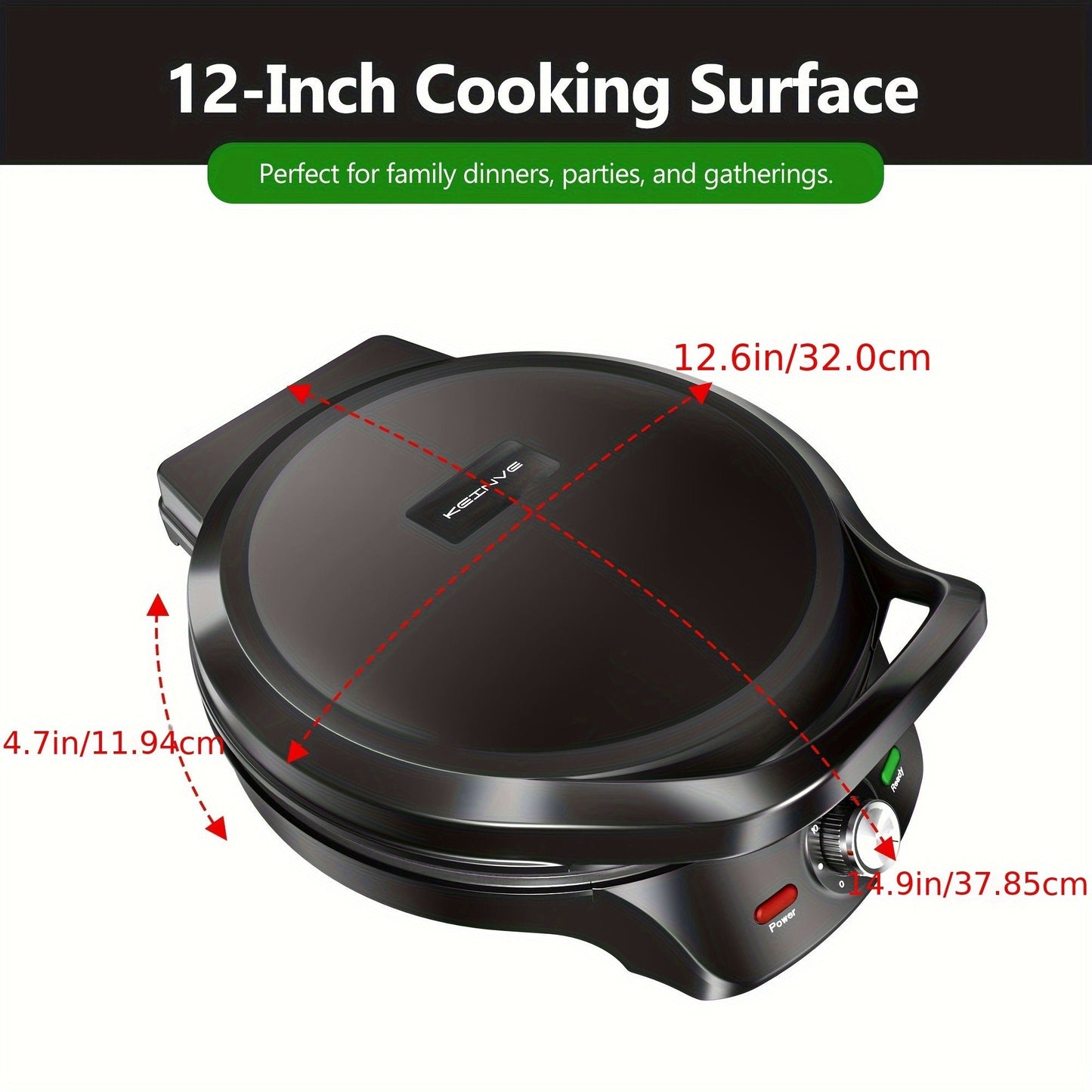 Electric Smokeless Indoor Grill 1500W, 2-in-1 Indoor Grill & Pizza Maker with 30-Min Timer, Auto Shut-Off, 180° Open Flat – BBQ Steak Veggies Quesadilla