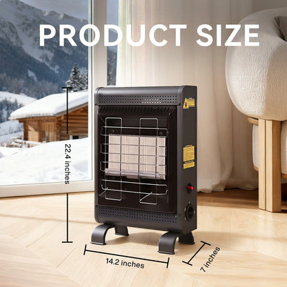 Black Cabinet Propane Heater with Three Heat Settings, Hose, Regulator and 24.4-Inch Pictured Height